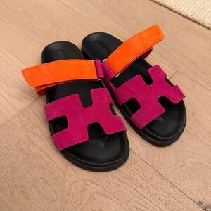 Hermes Chypre Pink and Orange Women's Sandals